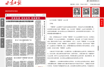 资源环境与城乡规划研究所副研究员王军锋在甘肃日报（理论版）发表：加大引进培育“专精特新”企业力度